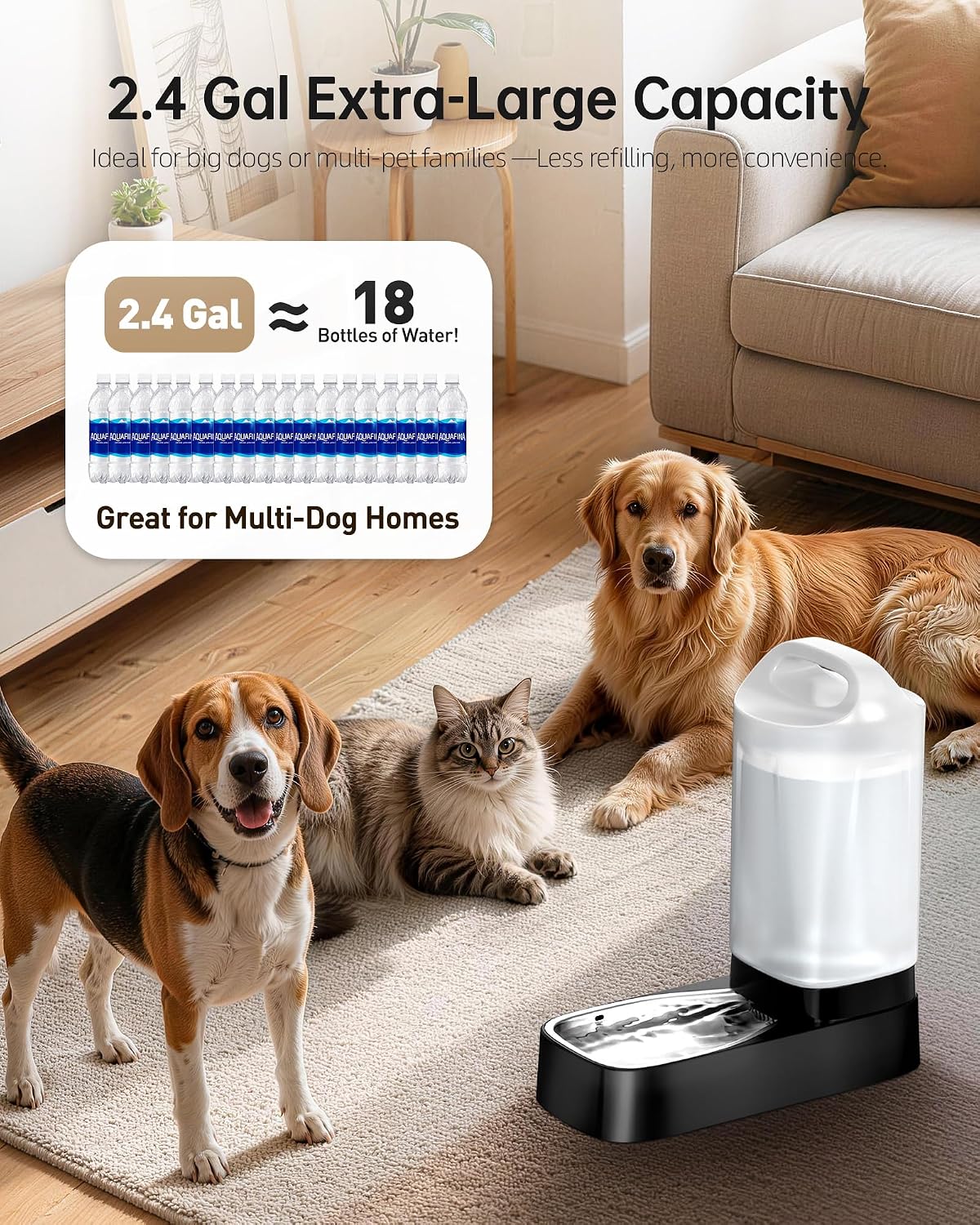Automatic Dog Water Bowl Dispenser - D2416B-With Filter - image 4