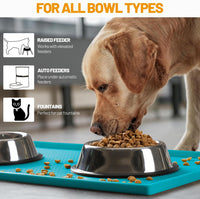 Hubulk Dog Feeding Mat,100% Waterproof Food Grade Silicone Pet Food and Water Bowl - Green(Teal) / 24"l X 16"w - image 3