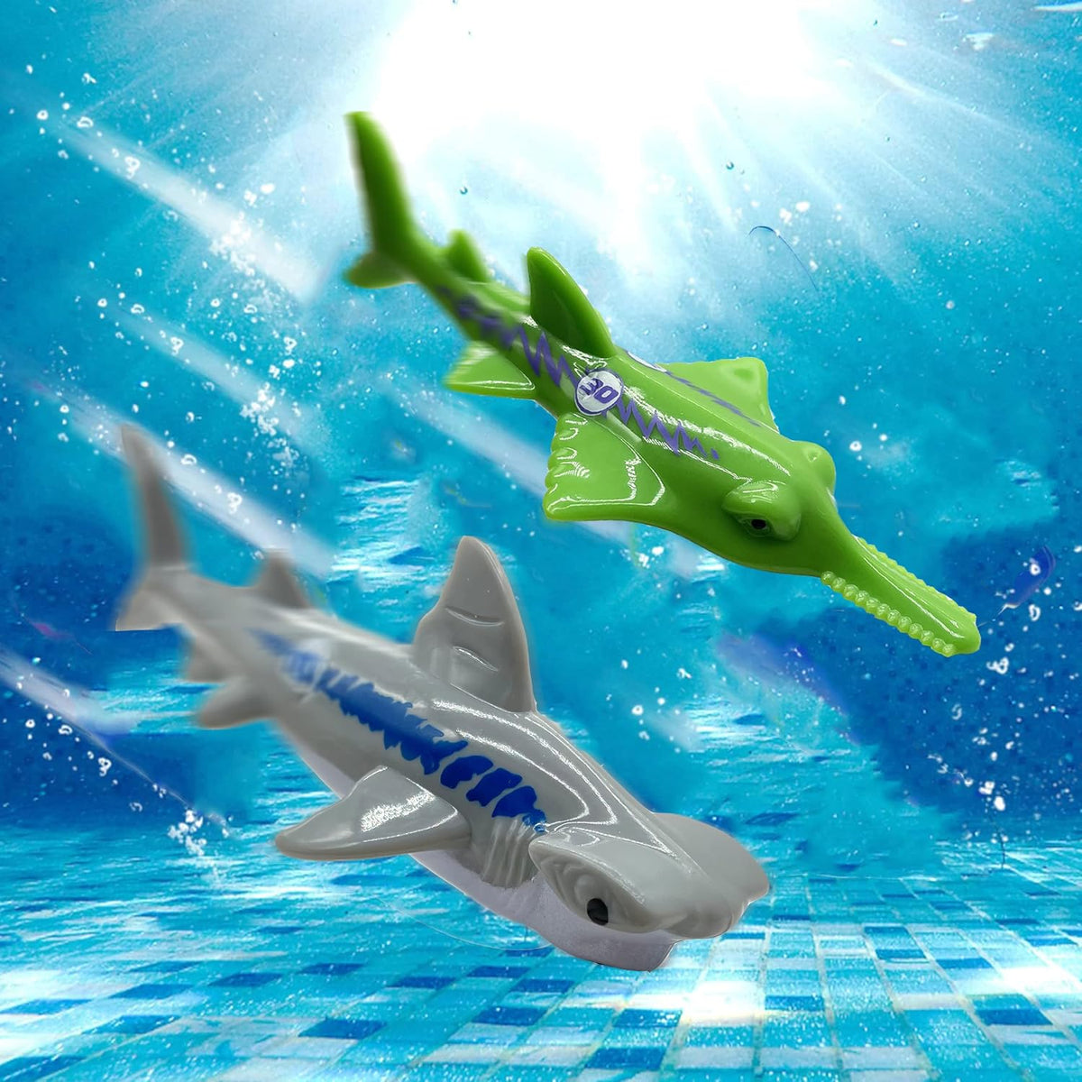 Haktoys Pool Diving Toy Set, Sinking Torpedoes for Kids & Adults - Multicolor Sharks - image 4