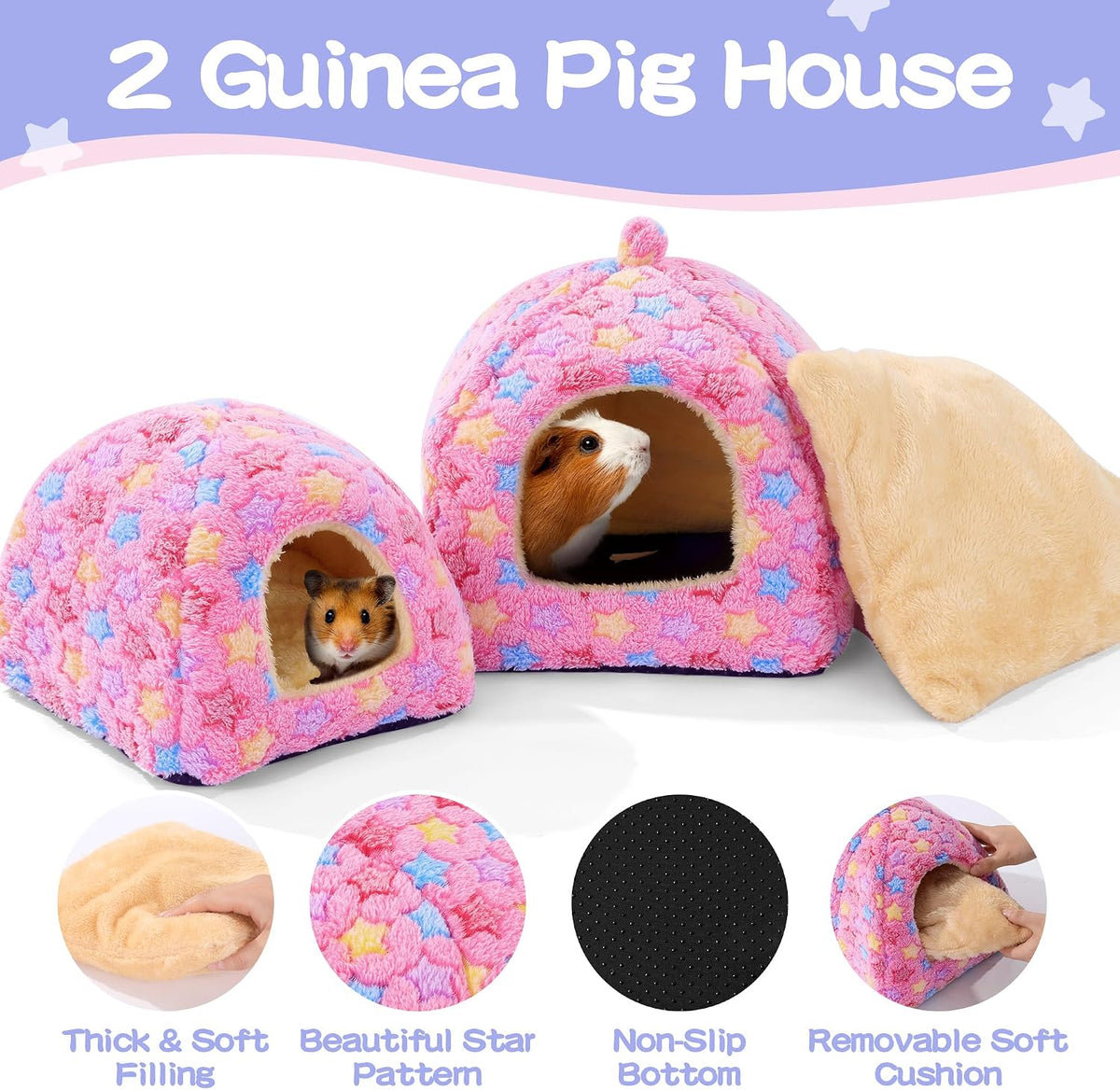 MABOZOO 3 Pack Guinea Pig House Accessories - Pink / L - image 3