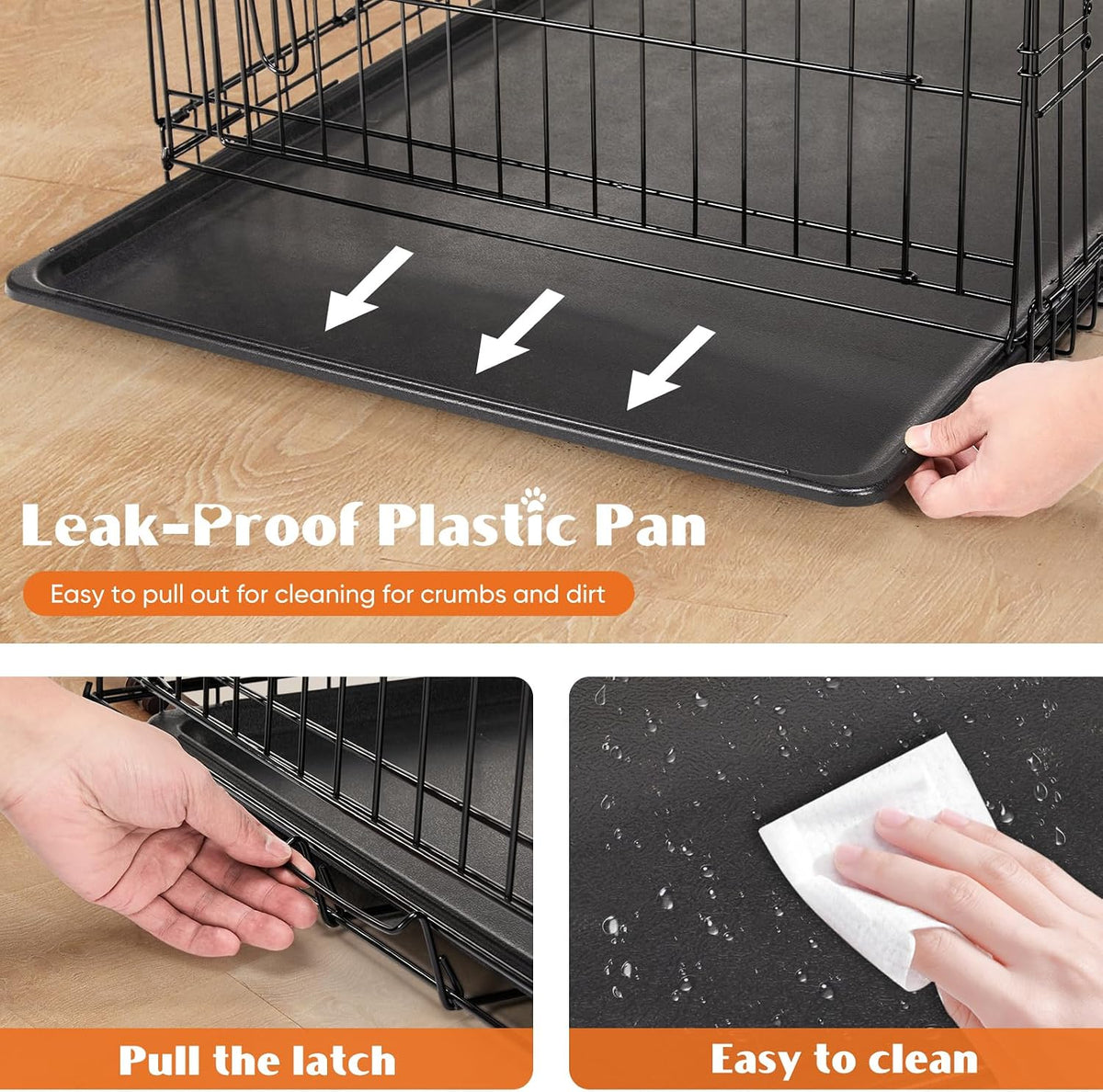 Sweetcrispy 36 Inch Dog Crate, Medium Dog Cage - Double Door / 48.4"L x 30.0"W x 31.3"H - image 3