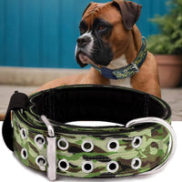 Dog Collar for Large Dogs, with Handle 2" Wide Heavy Duty - Camo Greed / L