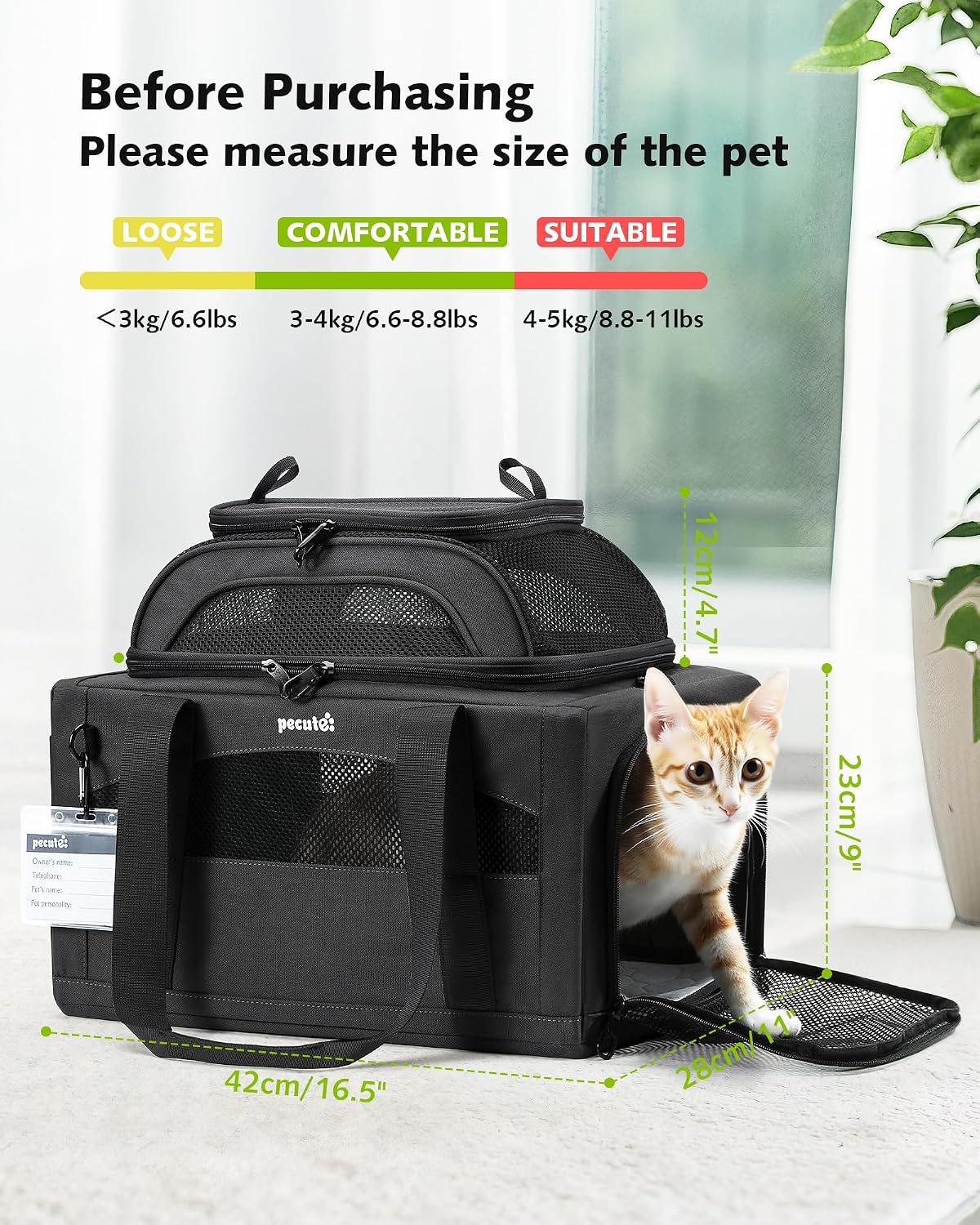 Pecute Expandable Airline Approved Pet Carrier for Cats & Dogs - Dark Gray / Top Expandable - image 2