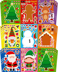 Halloween Stickers for Kids, 24 DIY Face Sheets - Christmas2