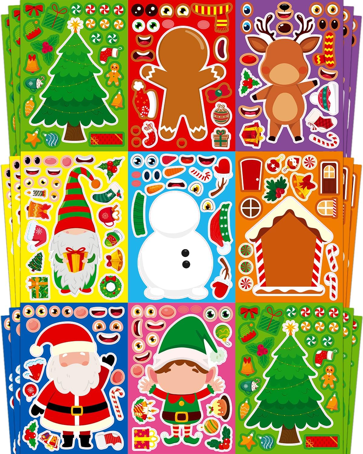 Halloween Stickers for Kids, 24 DIY Face Sheets - Christmas2