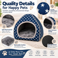 Washable guinea pig bed hideout cave with removable cushion, 10.23 inches square - view 3