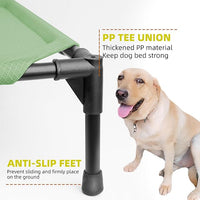Soft Mesh Elevated Pet Bed for Large Medium Dogs Outdoor Resting Cot with Water-Resistant, Air-Permeable, Cooling and Anti-Skid Portable Dog Bed, Up to 120 lbs, 43.2" L x 31" W x 7.5" H, Green