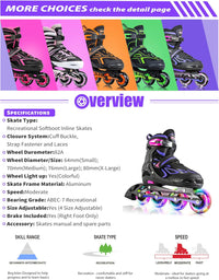 2PM SPORTS Adjustable Inline Skates for Kids, Youth and Adults - Violet & Magenta / Medium - Big Kid (13.5C-4 US) - image 2