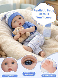 EKOKIZ blue reborn baby doll dress set with hairband and shoes for 17 to 20 inch dolls - view 15