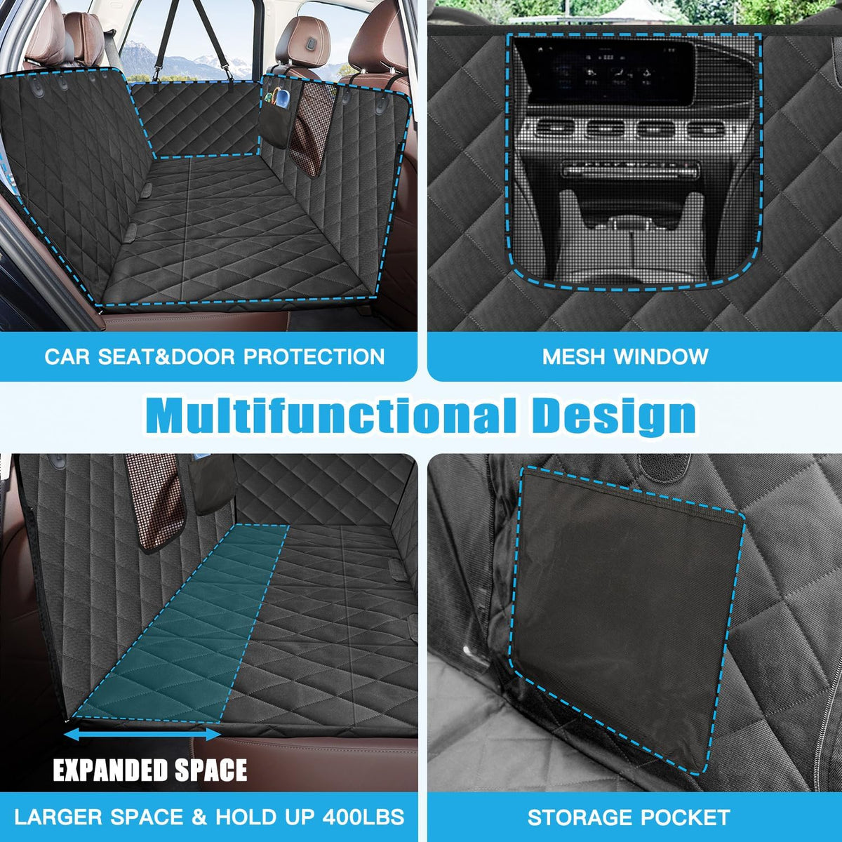 Kytely Dog Car Seat Cover for Back Seat - Matte Black / Standard - image 4