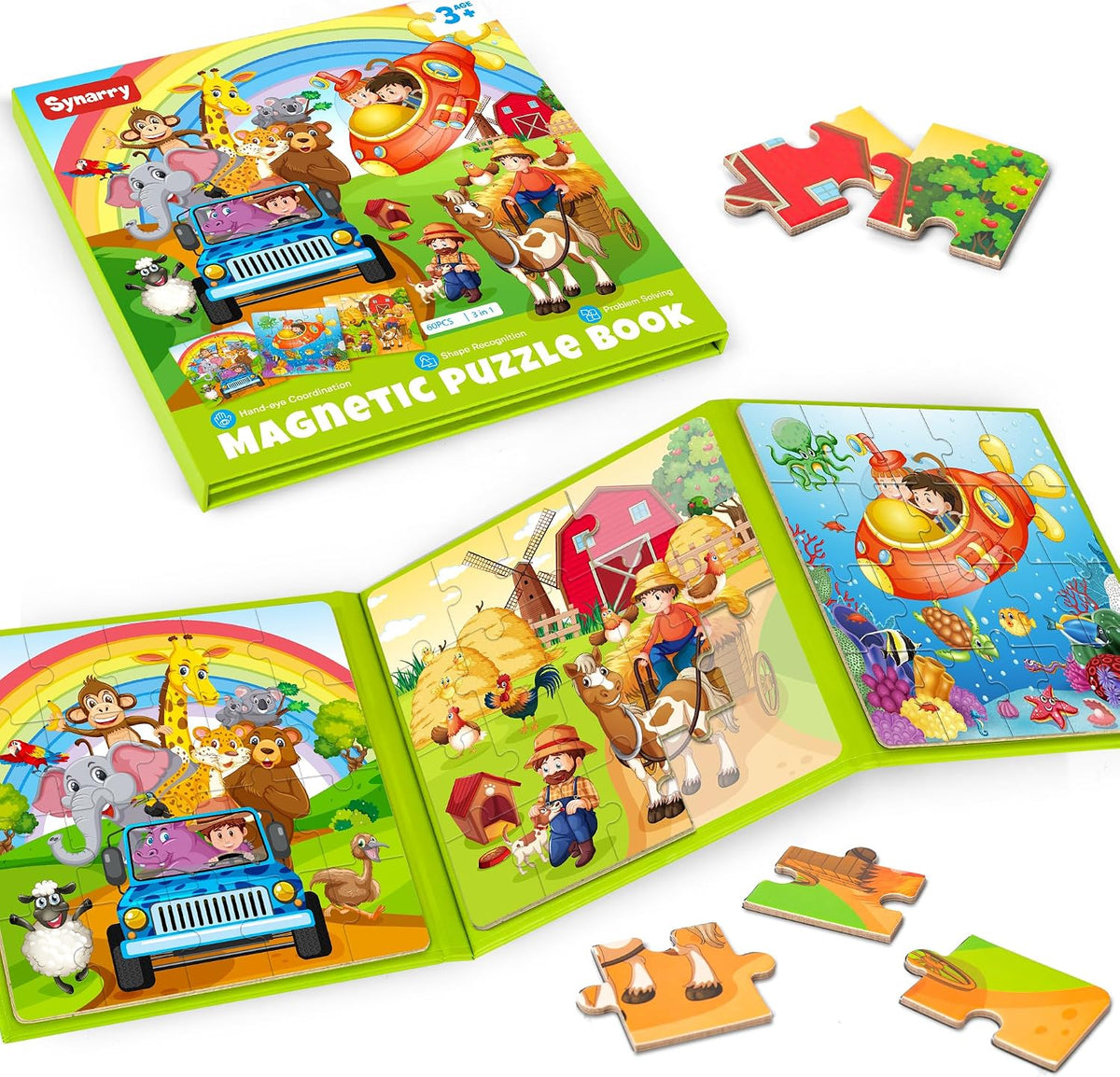 SYNARRY Unicorn Mermaid Princess Magnetic Puzzles for Child 3-5 - Animal