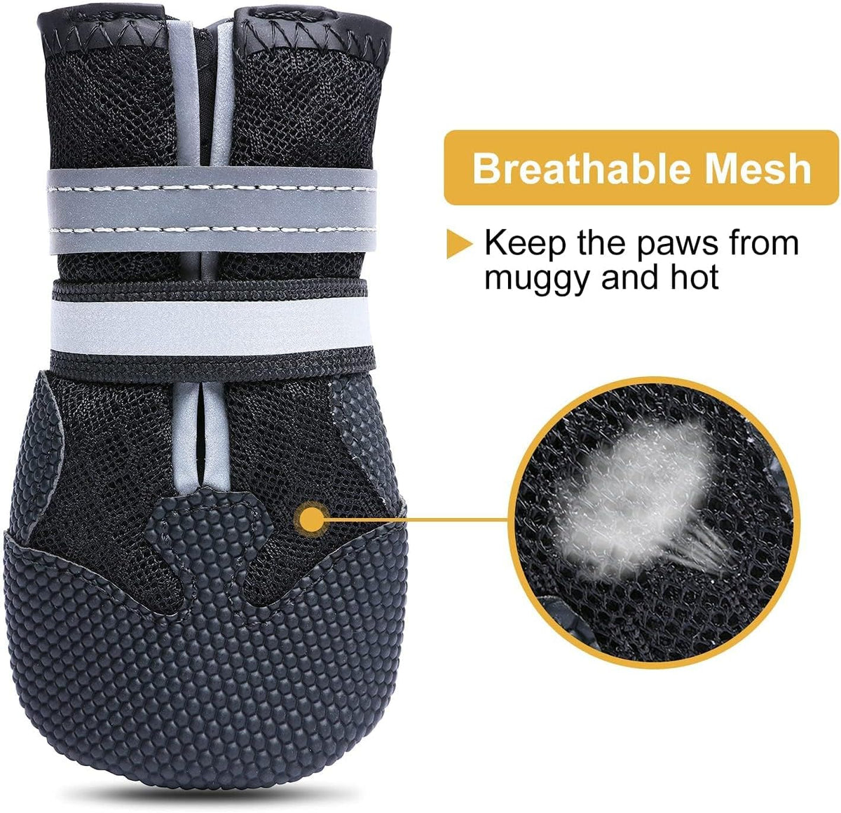 Dimicoo Breathable Dog Boots for Medium Large Dogs - Black / L (Insole Width 2.6")for 44~66lb - image 2