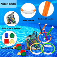 Leislam 16 piece pool diving toys with dive rings, dive sticks, dive gems and storage bag - view 13