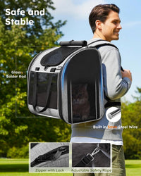 Pecute Cat Backpack with Widened Interior Space - Grey-Widened Design - image 3