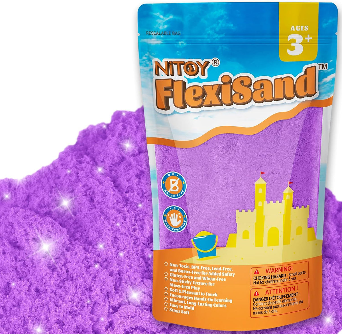 NiToy FlexiSand Toy Sand 2.2Lbs Moldable Sensory Sand for Kids - Purple