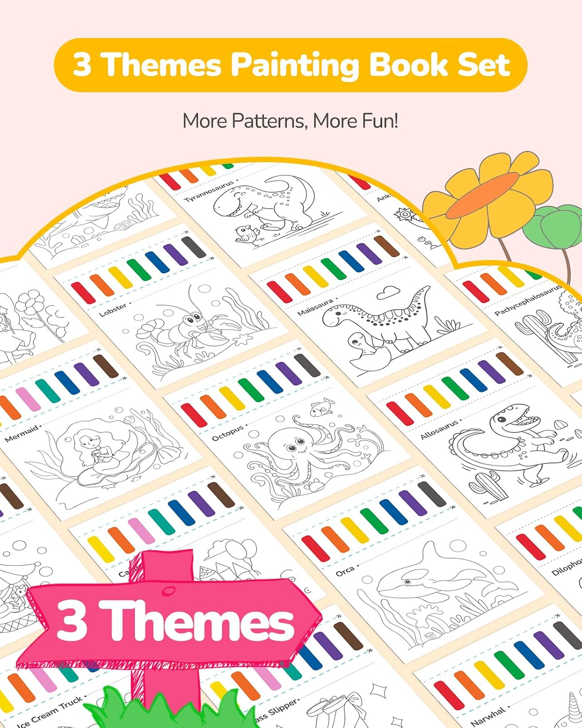 TECJOE 3 Pack Paint with Water Books - Sea & Princess & Dinosaur - image 3