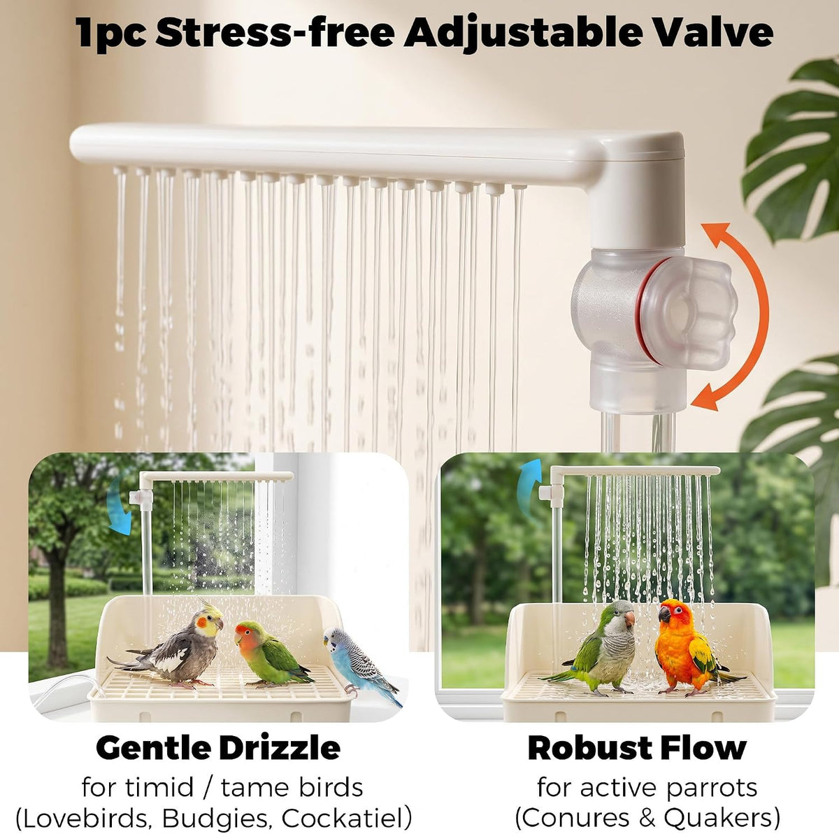 Automatic Parakeet Bird Bath with Pump - White with Control Valve - image 2