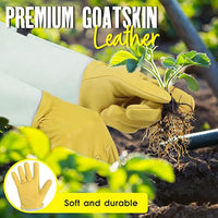 HANDLANDY Rose Gloves for Men & Women, Long Leather Gardening Gloves Thorn Proof, Best Garden Gifts & Tools for Gardener (Yellow-beige, X-Large (Pack of 1))