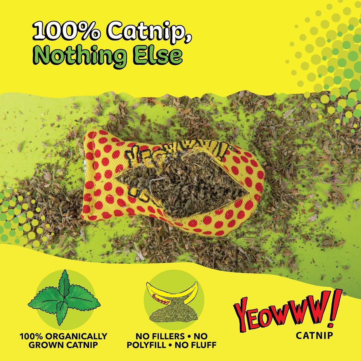 Yeowww! Catnip Stinkies Catnip Sardine Cat Toy, Dots - Yellow/Red / Pack of 1 - image 4