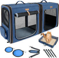 Lekereise Large Cat Carrier for 2 Cats - Blue / M-2 Cats Travel