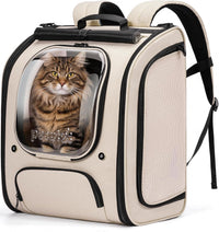 Pecute Cat Backpack Carrier, Large Space Cat Bubble Backpack - Khaki / 14.9"L x 11.0"W x 19.6"H