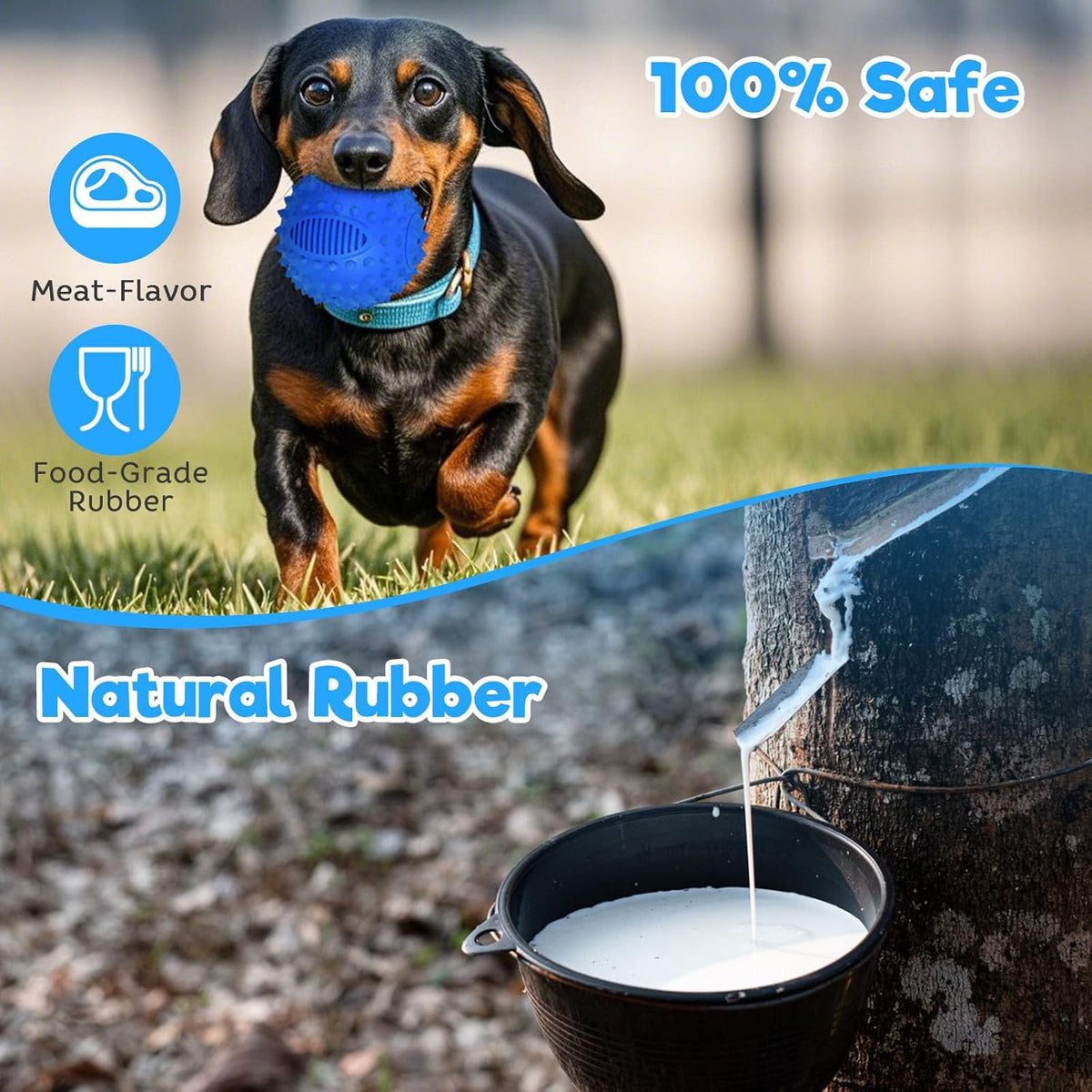 3" Squeaky Dog Balls for Aggressive Chewers - 3" (Small Dog) / Blue - image 3