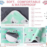 4 Pcs Waterproof Guinea Pig Blankets Washable Small Animal Fleece Bedding Absorbent Guinea Pig Cage Liners Reusable Pet Pee Pad Sleep Mat Pad Cover for Hamster Ferret (Bear Pattern,24 x 16 Inch)