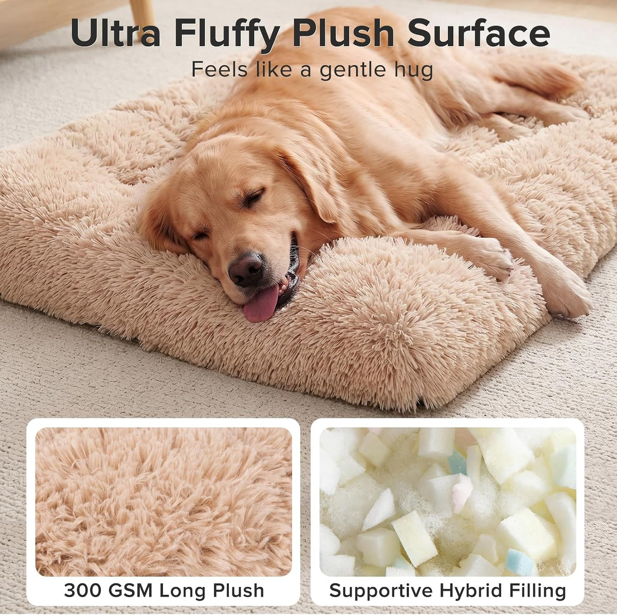 JOEJOY Large Dog Bed Crate Pad - 23.0"L x 18.0"W x 3.0"Th / Beige - image 2