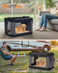 Feandrea collapsible soft-sided dog crate, 36 inch, with four mesh doors and Sherpa fleece pad - view 2