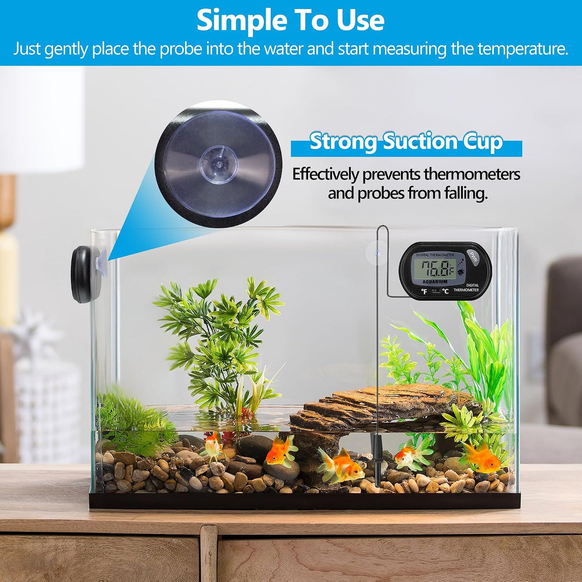 DaToo Aquarium Thermometer with Large LCD Display Fahrenheit/Celsius - 2 Pack - image 4