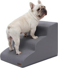 Lesure Dog Stairs for Small Dogs - Grey / 3-Step (H: 15.7IN)