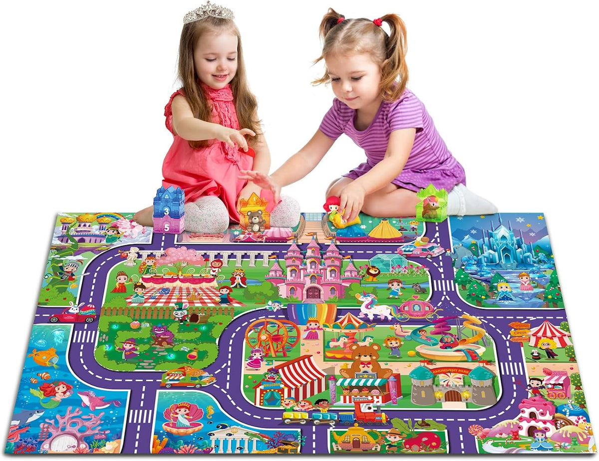 Oriate Kids Dream Mat Modern City Road Map Rug - Fairy Tale Mat