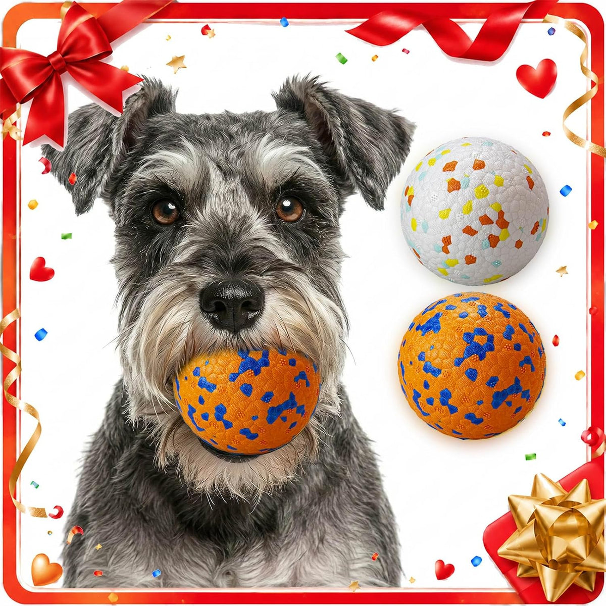 Dog Balls, Indestructible Dog Tennis Balls for Aggressive Chewers – Essentials for Dogs - White & Orange (2-Pack) / Small (2.5" diameter) - image 2