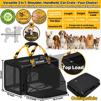 Expandable Pet Carrier for Small Cats & Dogs - 24.0"L x 16.0"W x 16.0"H / Black Warrior - image 2