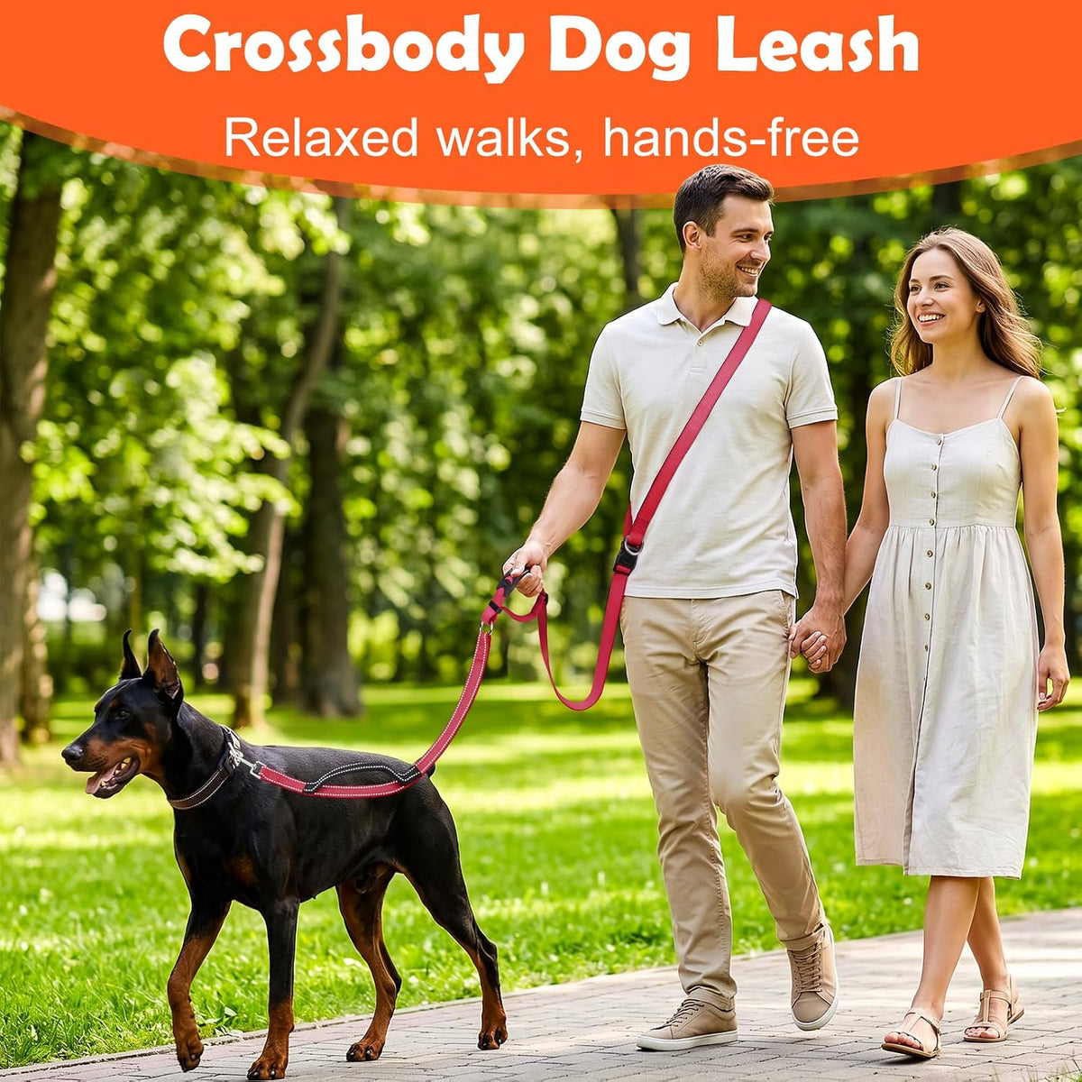 XiaZ Hands Free Dog Leash, Versatile Crossbody Dog Leash - BasicRed - image 4
