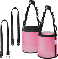Horse Feed Bag 2 Pcs, Mesh Feed Bags for Horses, Muzzle Feedbag for Feeding Grain, Anti-Spill Design Feeder, Soft Neck Pad Nose Pad, Breathable and Universal Fit (Pink, Pack of 2)