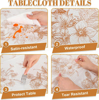 3 Pack Plastic Birthday Tablecloth - Orange Floral - image 4