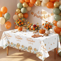 NatNarr 3 Pack Wood Grain Plastic Tablecloths - Autumn Pumpkin - image 3