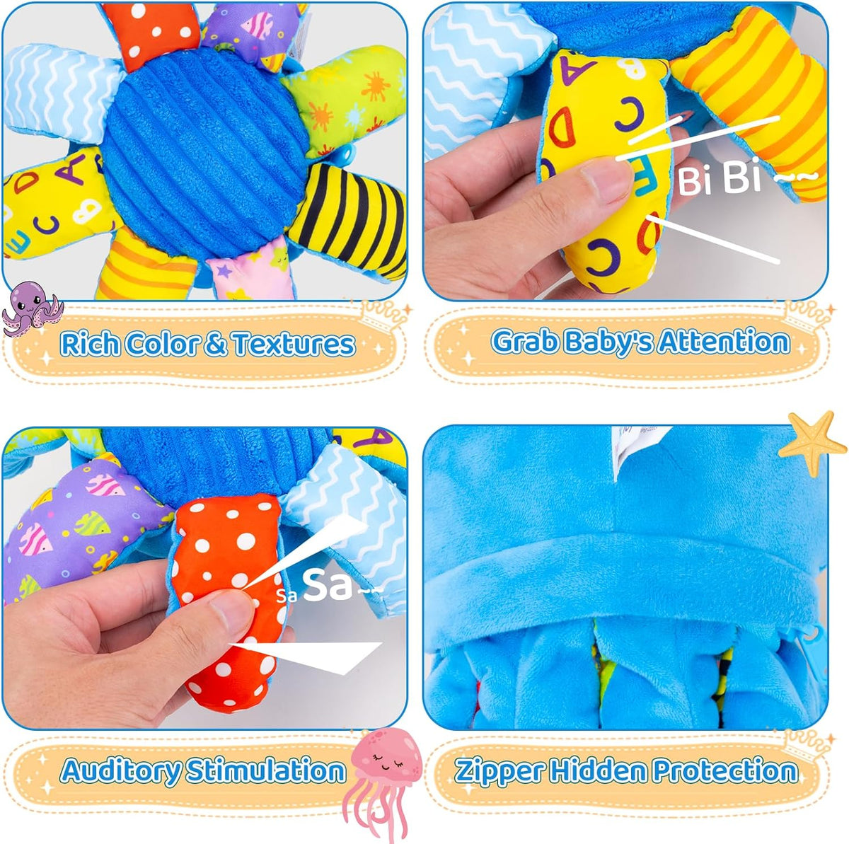 Musical Crawling Crab Baby Toy - Octopus-blue - image 2