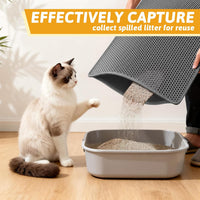 Pieviev Cat Litter Mat, Double-Layer Waterproof Litter Trap - Gray / 30x24 Inch - image 3