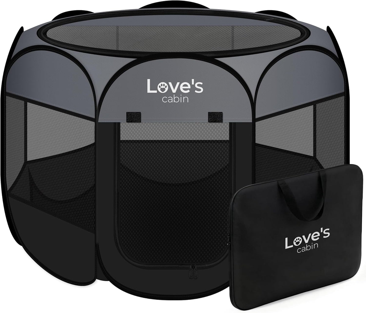 Love's cabin Pet Puppy Dog Playpen - Dark Grey / 25.0"L x 25.0"W x 17.0"H