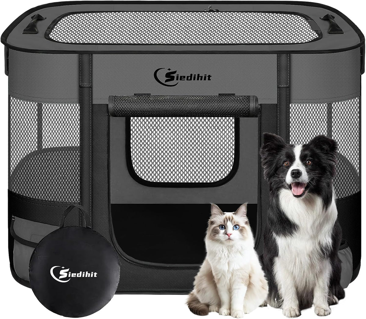 Siedihit 31" Dog Playpen, Cat Puppy Pen - Medium / Dark Grey
