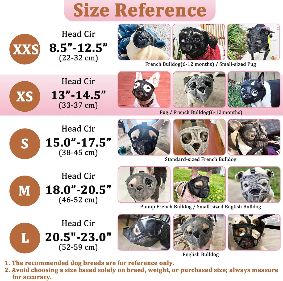 Mesh Short Snout Dog Muzzle with Anti-Eating Design for Frenchie – Essentials for Dogs - Pink / XS [Head Cir: 13"-14.5"] - image 2