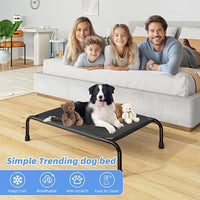 Simple Trending Raised Dog Bed for Small Dogs, Waterproof Elevated Dog Cot, Outdoor Cooling Pet Bed, 36.5" x 22.5", Black