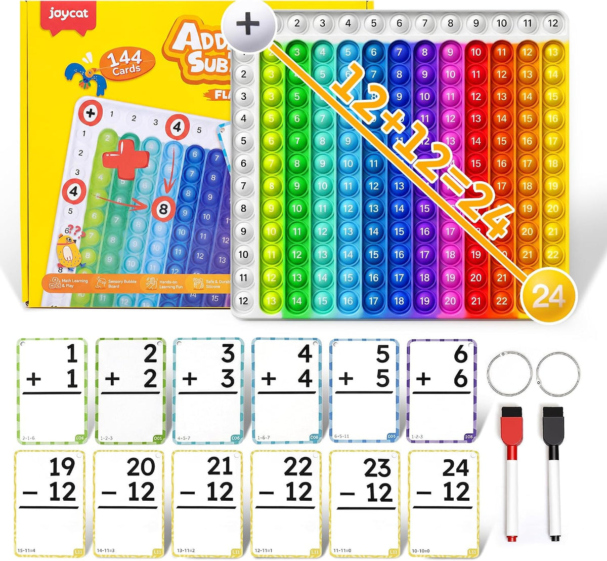JoyCat Multiplication Flash Cards + Chart - Addition Flash Cards