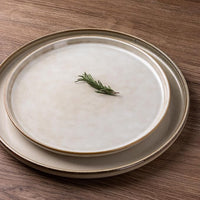 GBHOME Ceramic Dinnerware Sets for 4, 12 Pieces Stoneware Plates and Bowls Sets, Scratch Resistant Dishes, Dishwasher & Microwave Safe, Reactive Glaze-Cappuccino