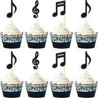 Gyufise 24Pcs Dance King Cupcake Toppers Glitter Jazz Dancers Happy - Glitter Black