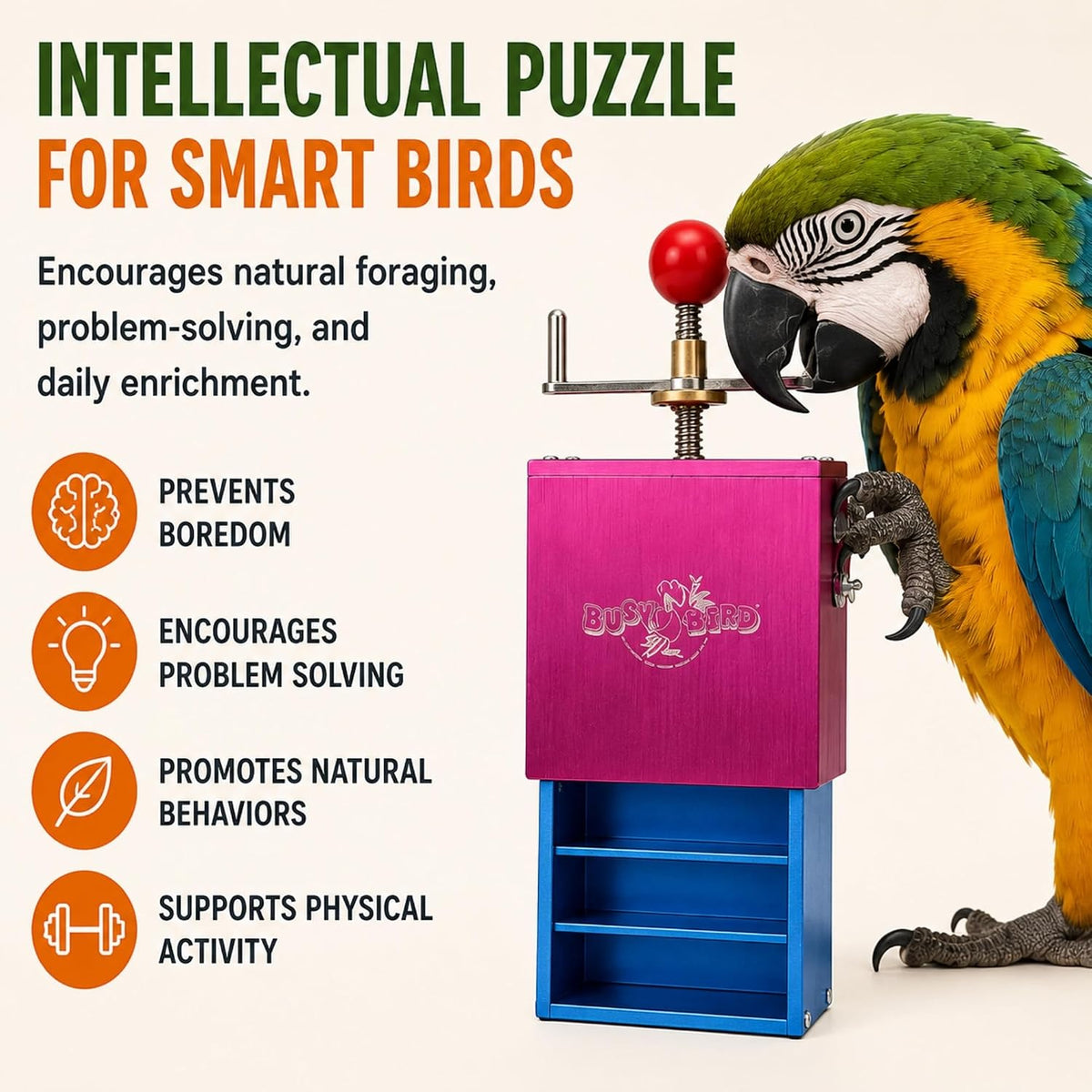 Bird Toys for Large Birds Stainless Steel Bird Toy with Traveling - Ele-Waiter - image 3