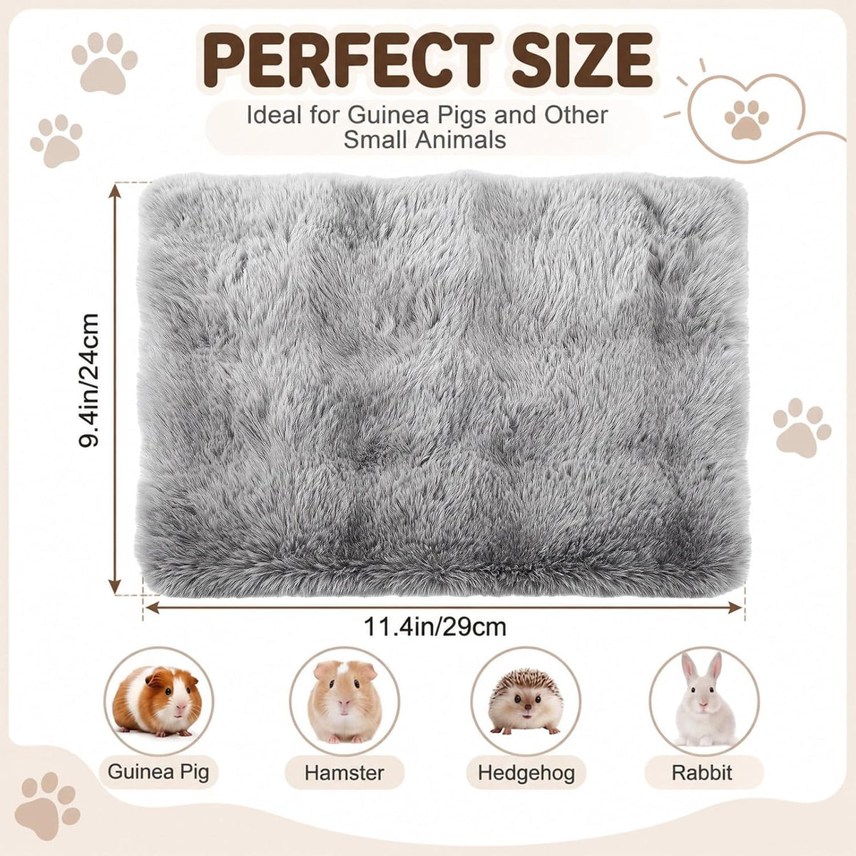 Jetec 3 Pcs Guinea Pig Beds, Fleece Small Animal Mats - Bubble Fleece / Winter / Gray - image 2