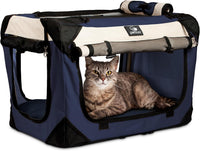 Cat & Dog Pet Carrier, Fits 2 Cats or Medium Dog Comfortably - Navy / Large